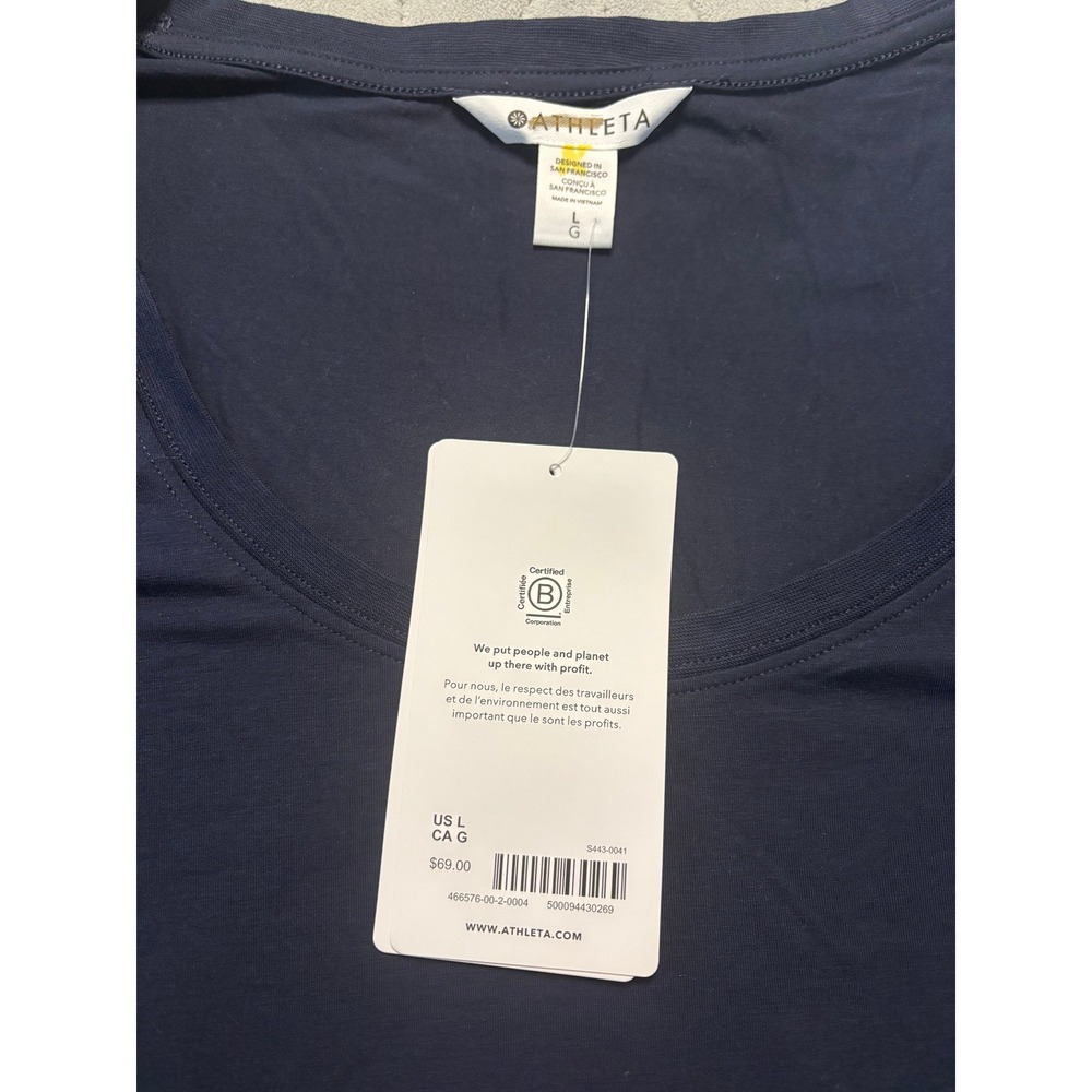 Athleta Outbound Scoop Neck Top Womens Large Navy Blue NWT Long Sleeve 466576